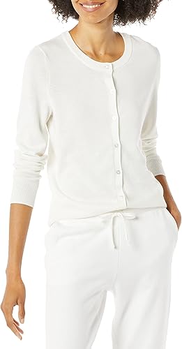 Essentials Women's Lightweight Crewneck Cardigan Sweater (Available in Plus Size)