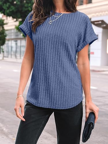 Women Shirts Fall Sweaters Regular Fit Short Sleeve Tunic Tops 2025 Dressy Casual Business Blouses