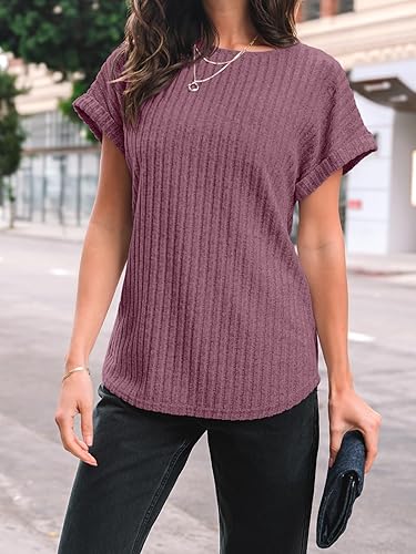 Women Shirts Fall Sweaters Regular Fit Short Sleeve Tunic Tops 2025 Dressy Casual Business Blouses