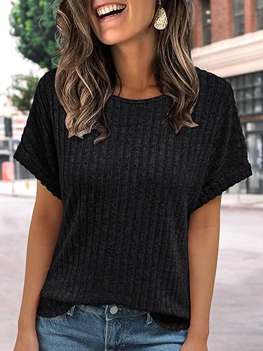 Women Shirts Fall Sweaters Regular Fit Short Sleeve Tunic Tops 2025 Dressy Casual Business Blouses