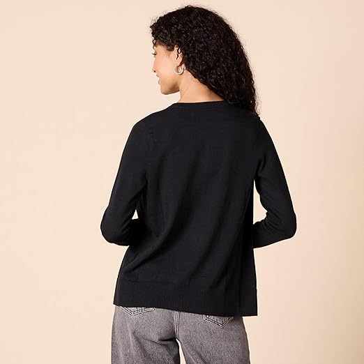Essentials Women's Lightweight Crewneck Cardigan Sweater (Available in Plus Size)